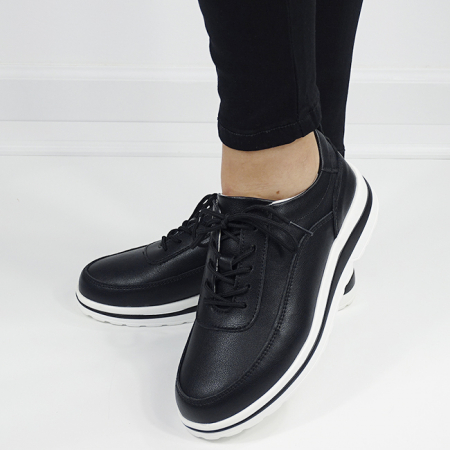 Femei - Sneakers negri din piele naturala B-5090 M6
