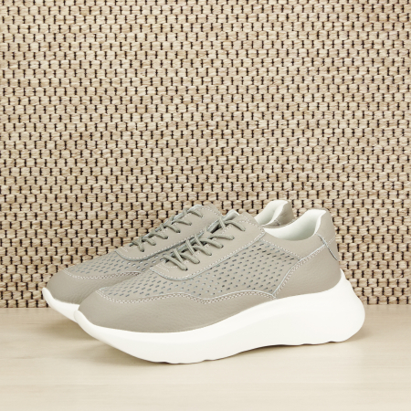 Incaltamine primavara-vara piele - Sneakers piele naturala Aniela gri M5