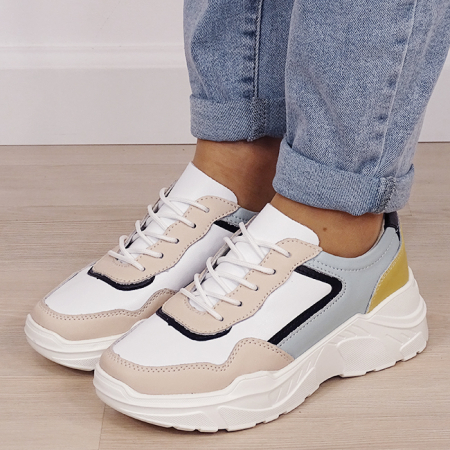 Pantofi - Sneakersi bej din piele naturala B-5092 M2