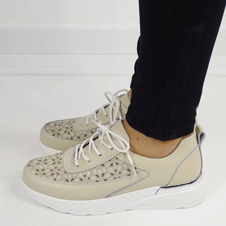 Femei - Sneakersi bej din piele naturala B-5108 M7