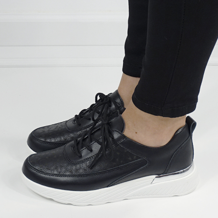 Femei - Sneakersi negri din piele naturala B-5108 M7