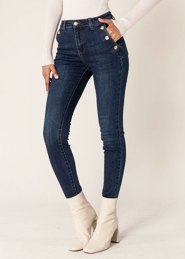 Blugi dama albastri inchis slim Nina Carter B-P217-2A M9 [1]
