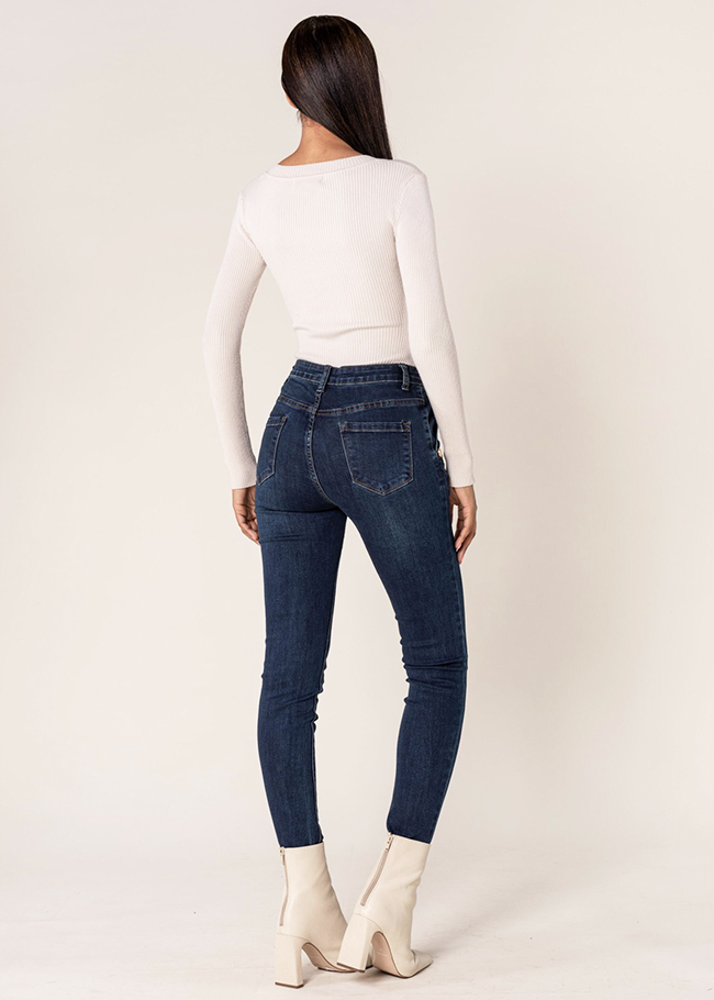 Blugi dama albastri inchis slim Nina Carter B-P217-2A M9 [4]