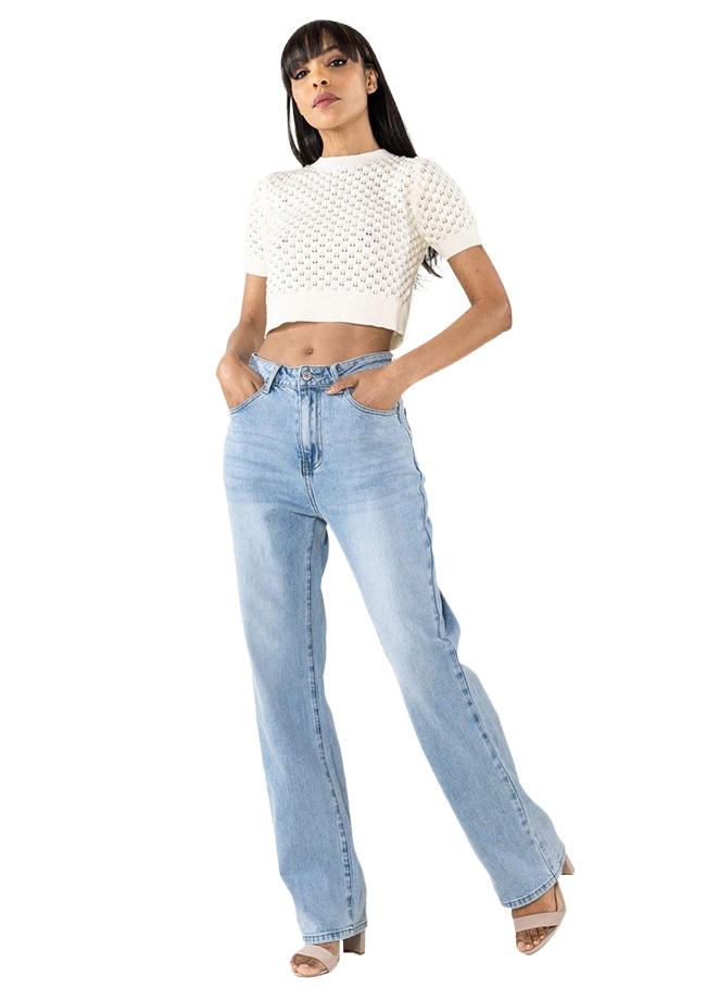 Blugi dama drepti Nina Carter albastru deschis B-T002-4 M7 [2]