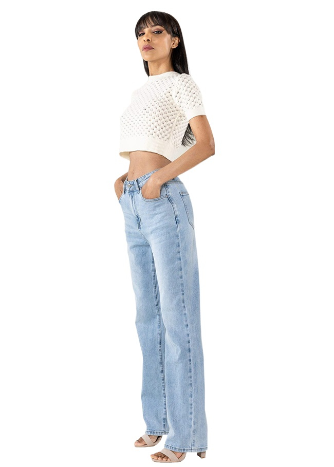 Blugi dama drepti Nina Carter albastru deschis B-T002-4 M7 [3]