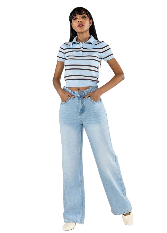 Blugi dama wide leg Nina Carter albastru deschis B-T001-1 M7 [1]