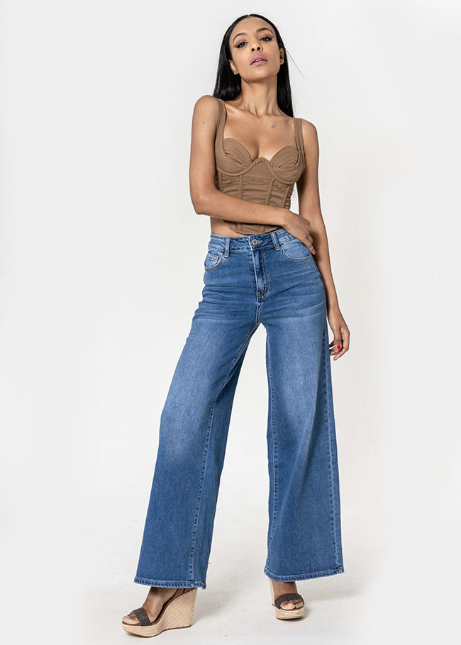 Blugi dama wide leg Nina Carter Albastru B-YY300-1 M10 [1]