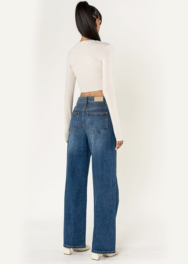 Blugi de dama albastri Wide Leg cu talie inalta Nina Carter B-T005-2 M9 [4]
