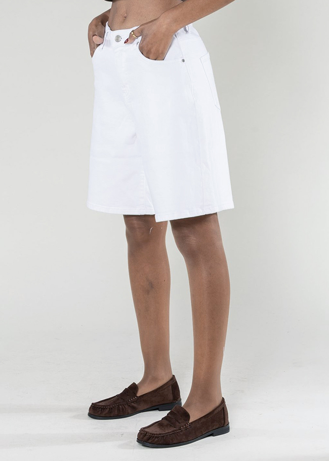 Blugi scurti wide leg B-P617-10C M7 Albi [2]