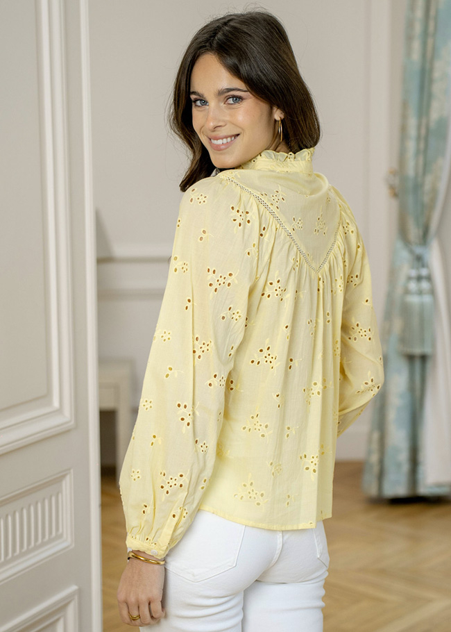 Camasa galbena din bumbac cu perforatii englezesti B-ASD97035 M9 [3]