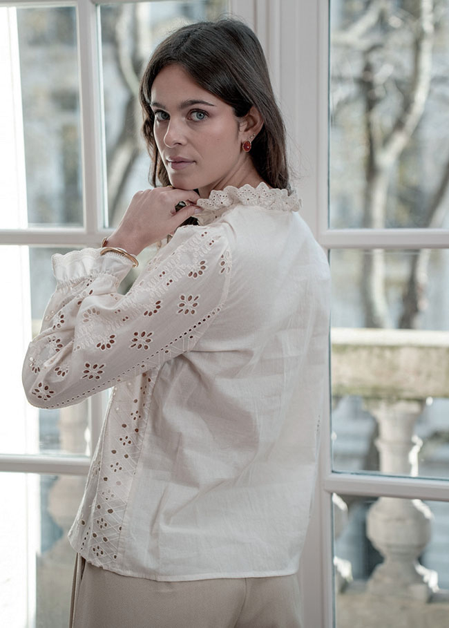 Camasa ivory din bumbac brodata B-A232-1 M9 [3]