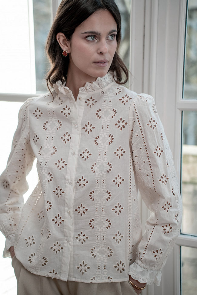Camasa ivory din bumbac brodata B-A232-1 M9 [1]