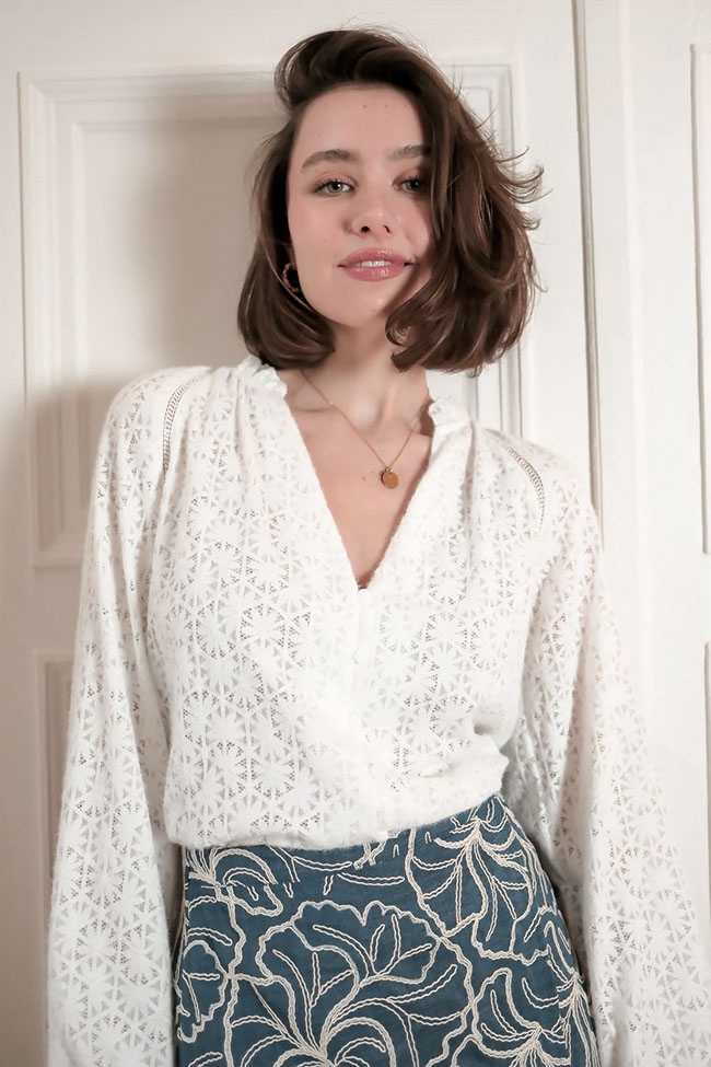 Camasa ivory din tesatura dantelata B-4783T M9 [1]