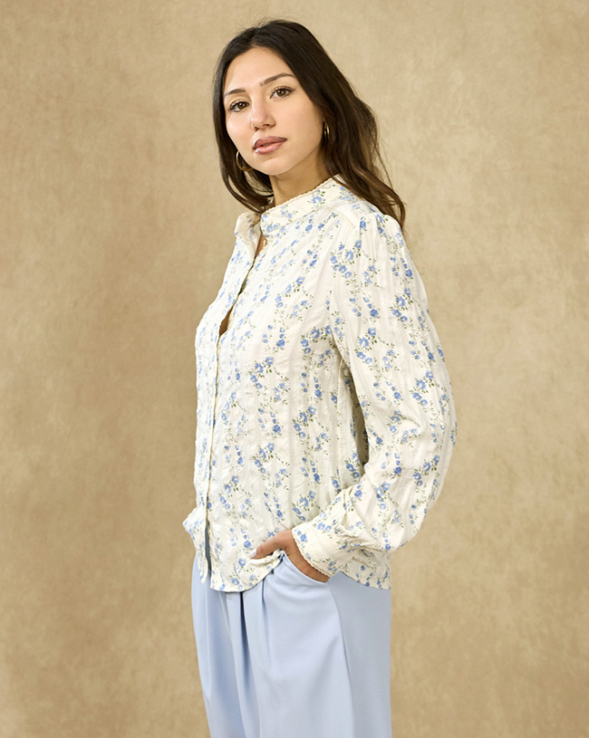 Camasa ivory din bumbac cu imprimeu B-ASD97216 M9 [2]