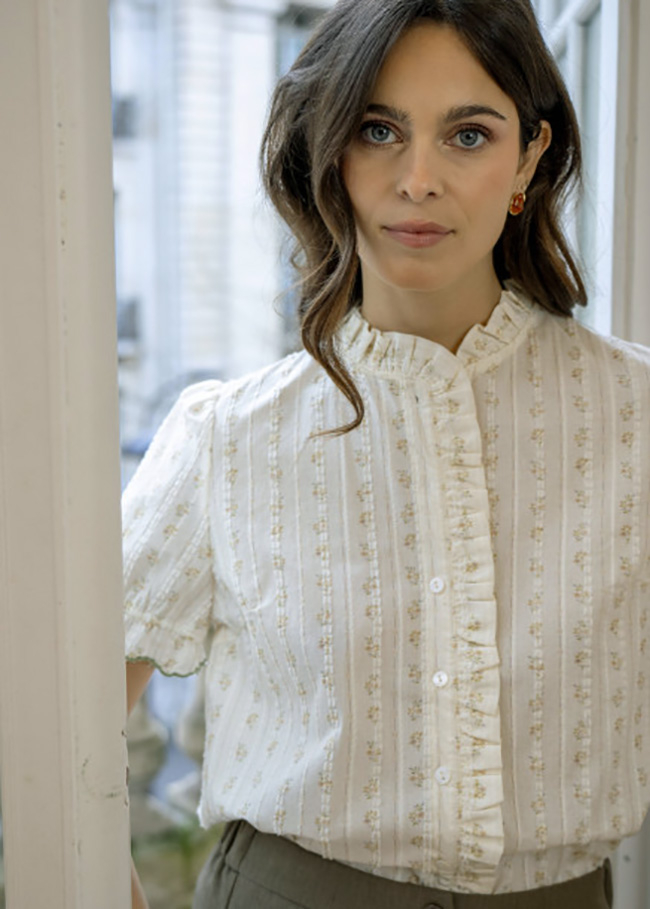 Camasa ivory din bumbac cu imprimeu B-ZS8008 M9 [2]