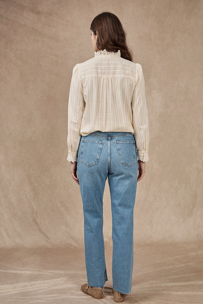 Camasa piersica deschis cu broderie aplicata B-ZS8002 [5]