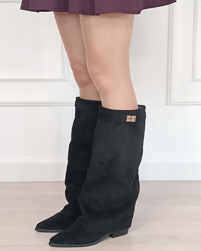Cizme negre lungi elegante B-2596A-1 19 [1]