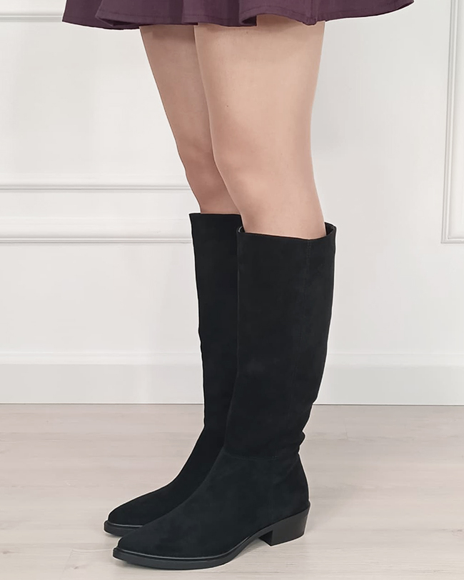 Cizme negre lungi din velur ecologic B-6502-1 110 [1]