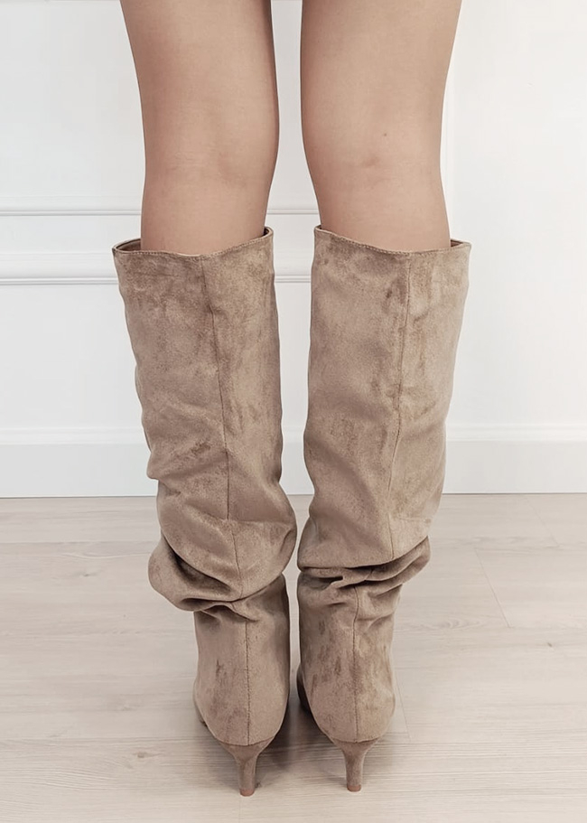 Cizme lungi kaki cu toc mic B-2512A 117 [3]
