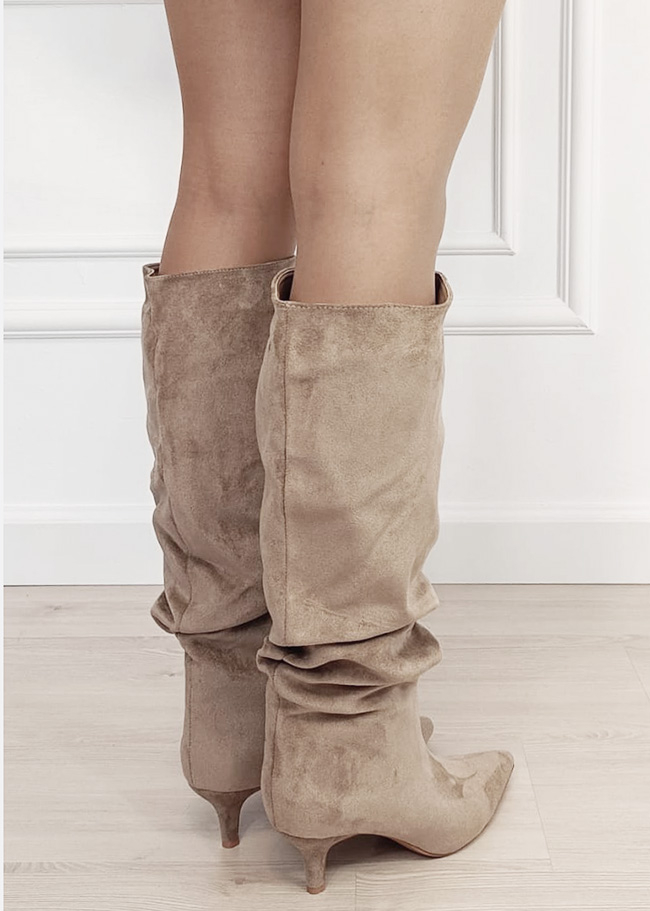 Cizme lungi kaki cu toc mic B-2512A 117 [4]