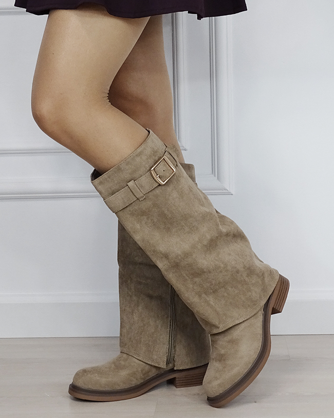 Cizme lungi kaki cu talpa joasa B-6503 118 [1]