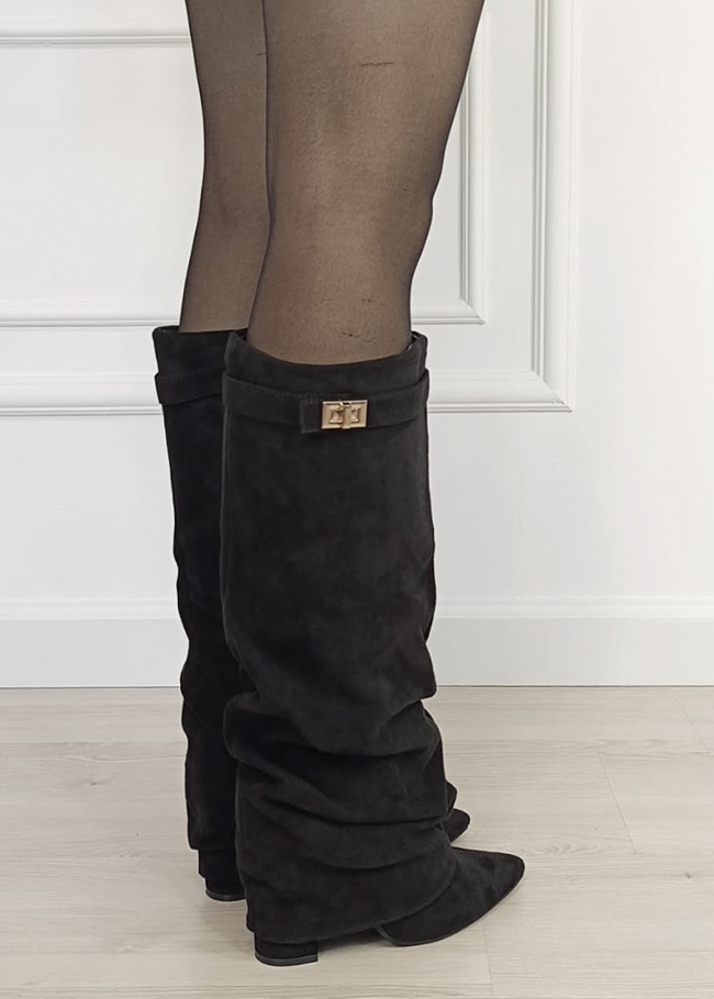 Cizme lungi negre cu toc B-7665A-1 115 [4]