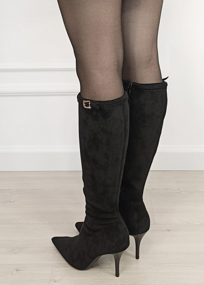 Cizme lungi negre cu toc stiletto B-7112 111 [2]