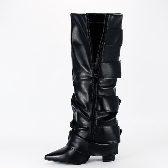 Cizme negre elegante cu toc comod B-7677A 110 [6]