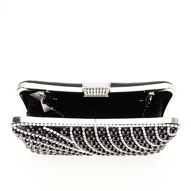 Clutch elegant cu perle B-BYH-802 05 Negru Negru