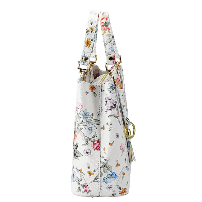 Fehér, virágmintás táska valódi bőrből 1330 M9 [3]