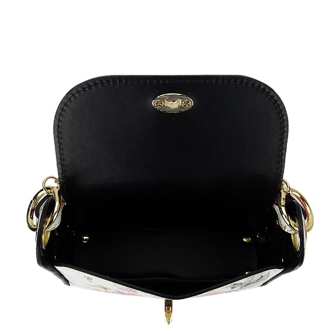 Fehér, virágmintás valódi bőr kistáska 1602 122 [7]