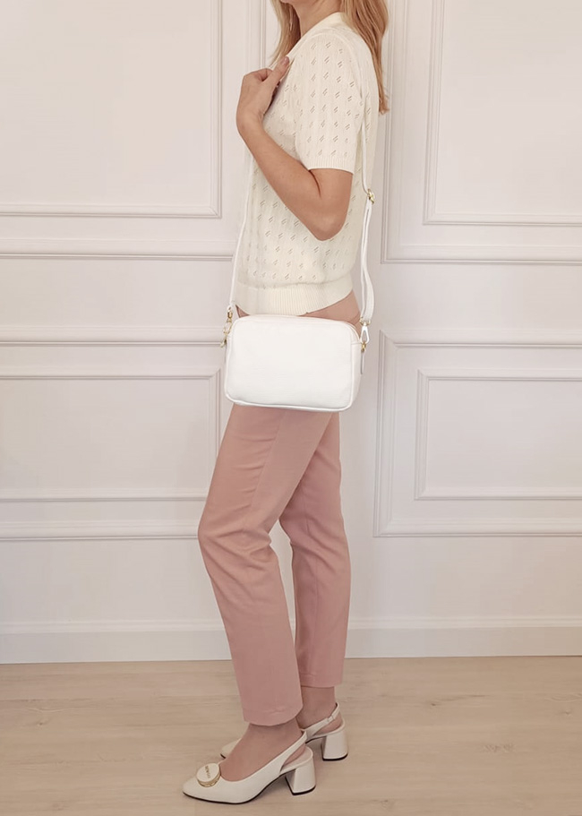 Geanta mica din piele naturala alba B-8902 127 [1]