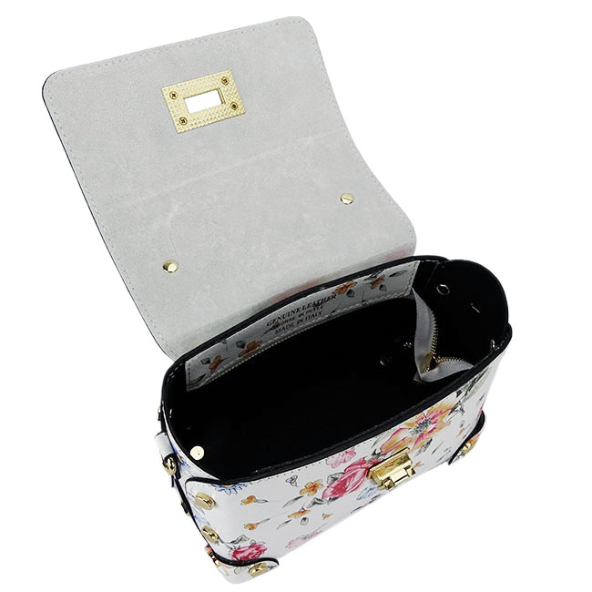 Fehér, virágmintás táska valódi bőrből 1616 131 [7]