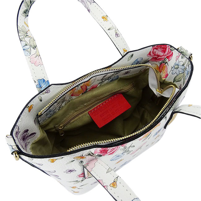 Fehér, virágmintás táska valódi bőrből 8904 131 [8]