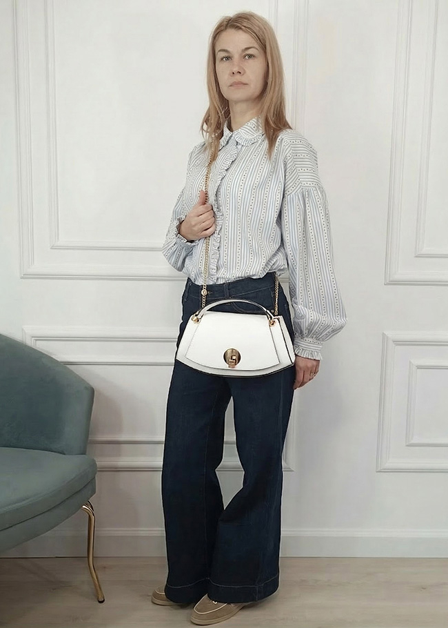 Elegáns fehér valódi bőr kistáska 1488 122 [1]