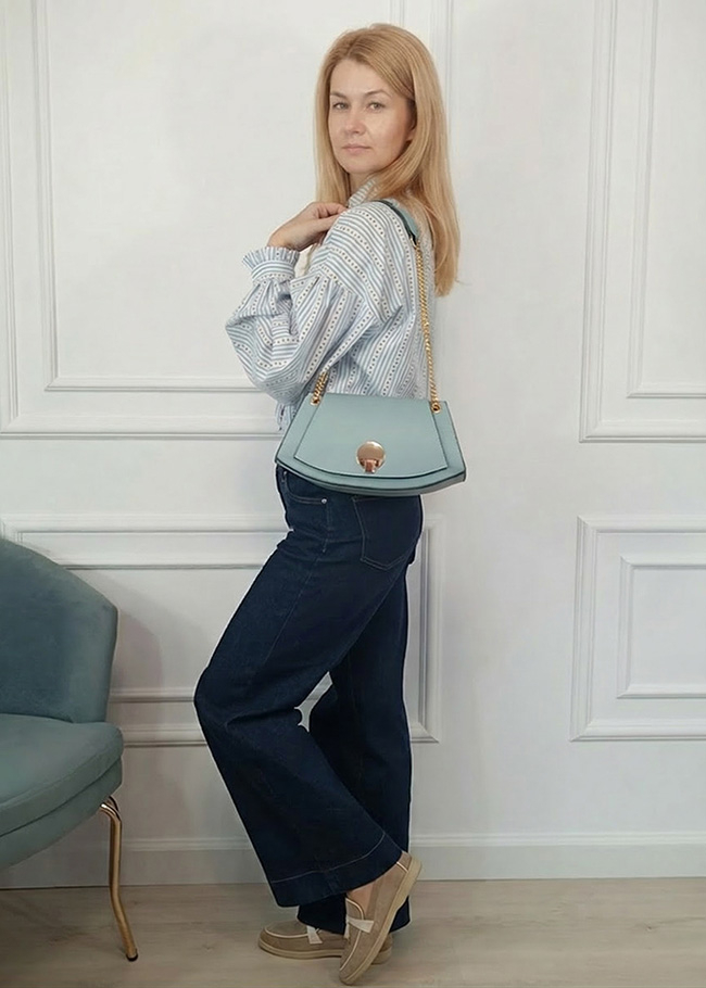 Elegáns világoskék valódi bőr kistáska 1488 122 [2]