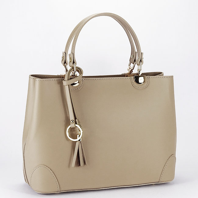 Geanta bej de talie mare din piele naturala B-1330 M9 [2]