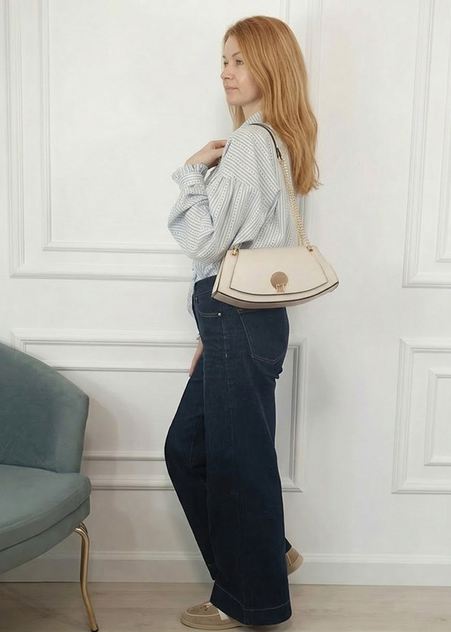 Elegáns bézs valódi bőr kistáska 1488 122 [2]