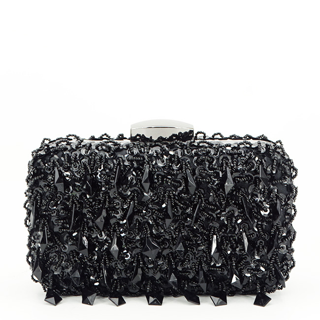 Clutch elegant negru cu cristale si paiete B-BME6011 06 Negru