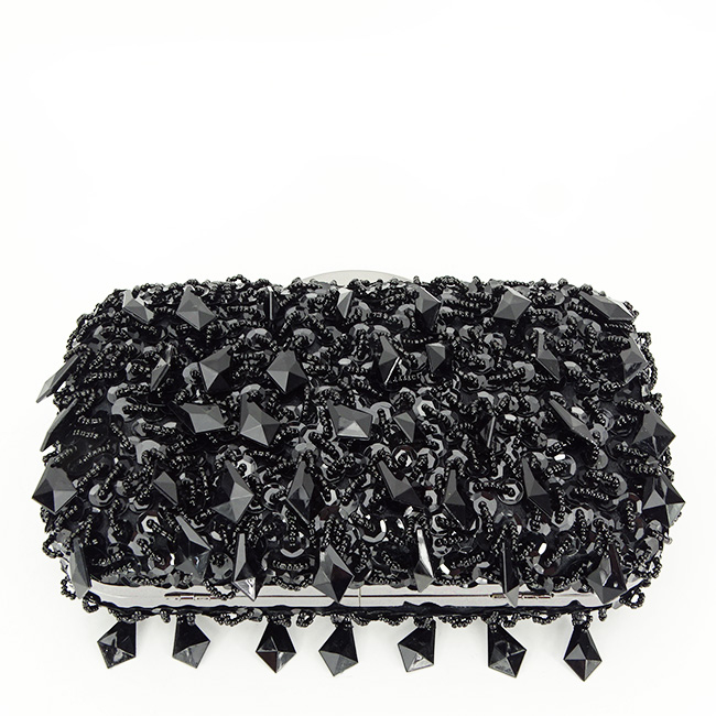 Clutch elegant negru cu cristale si paiete B-BME6011 06 Negru