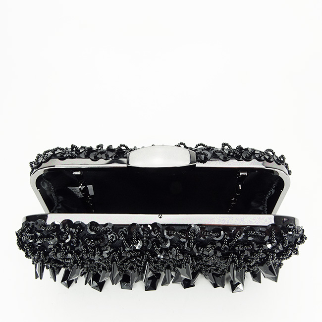 Clutch elegant negru cu cristale si paiete B-BME6011 06 Negru