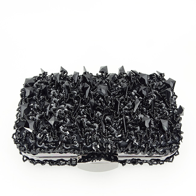 Clutch elegant negru cu cristale si paiete B-BME6011 06 Negru