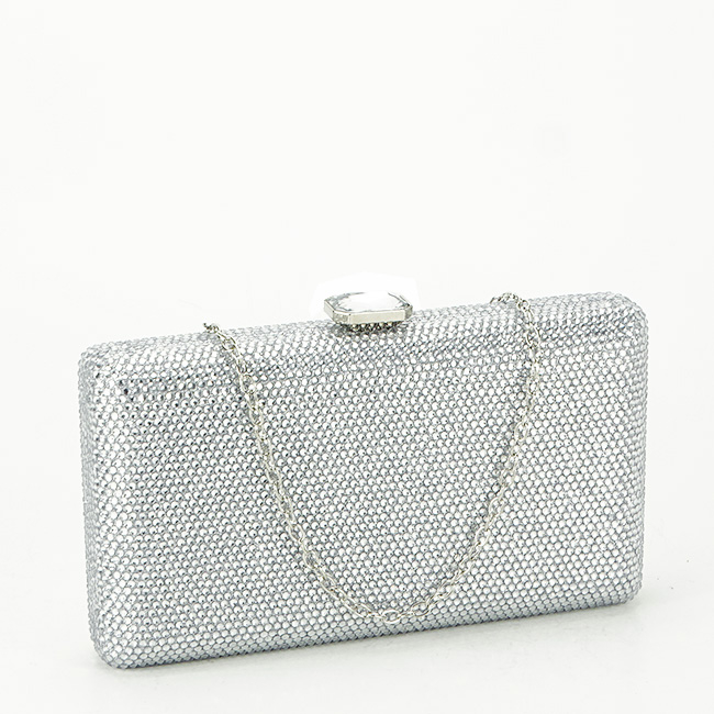 Geanta clutch argintiu cu pietricele B-BJH-715 06 Argintiu