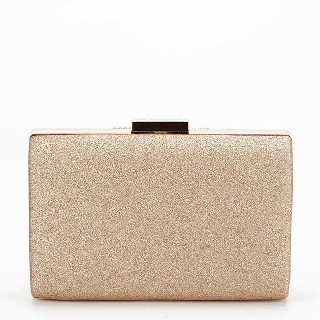 Clutch elegant sampanie cu sclipici B-1009 05 Auriu rose