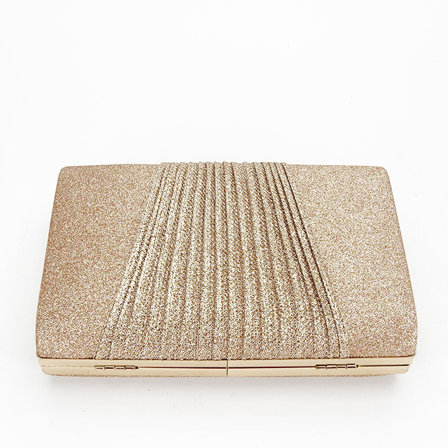 Clutch elegant sampanie cu sclipici B-1009 05 Auriu rose