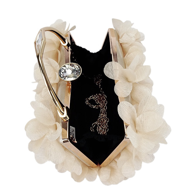 Clutch elegant bej cu model floral 3D B-BXQ-327 05 [6]