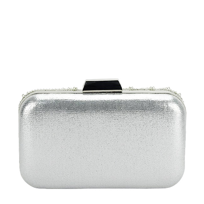 Clutch ivoar argintiu decorat cu perle B-1006 05 Alb