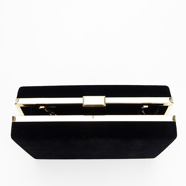 Clutch negru din catifea B-1005 01 Negru