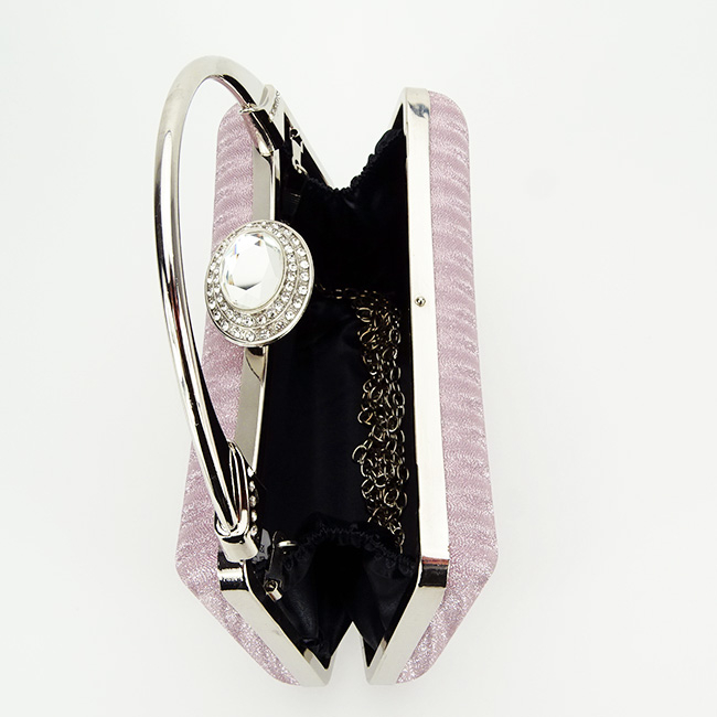 Geanta clutch roz cu cristale si sclipici B-55461 06 Roz