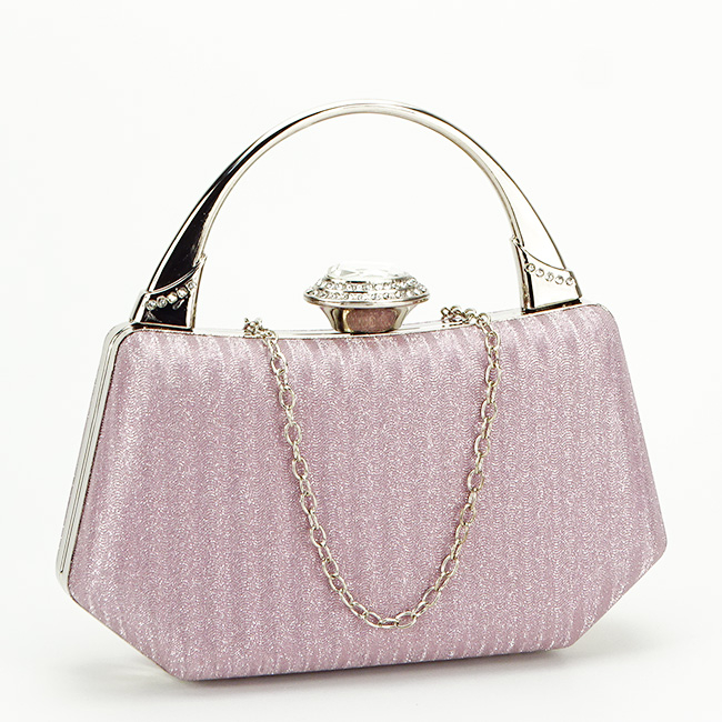 Geanta clutch roz cu cristale si sclipici B-55461 06 Roz